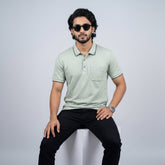 Men’s Premium Striped Polo T-Shirt -Sage Green
