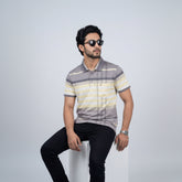 Men’s Premium Striped Polo T-Shirt -Pale Yellow & Lemon