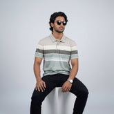 Men’s Premium Striped Polo T-Shirt -Olive & Dark Grey