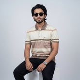 Men’s Premium Striped Polo T-Shirt -Muted Grey & Olive