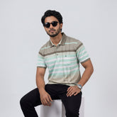 Men’s Premium Striped Polo T-Shirt -Ash & Grey