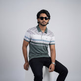 Men’s Premium Striped Polo T-Shirt -Blue & Grey