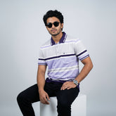 Men’s Premium Striped Polo T-Shirt -Light Grey & Ash