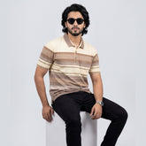 Men’s Premium Striped Polo T-Shirt -Coffee & Chocolate Brown