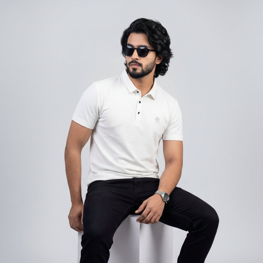 Imported Chinese Fabric Premium Polo-Off White