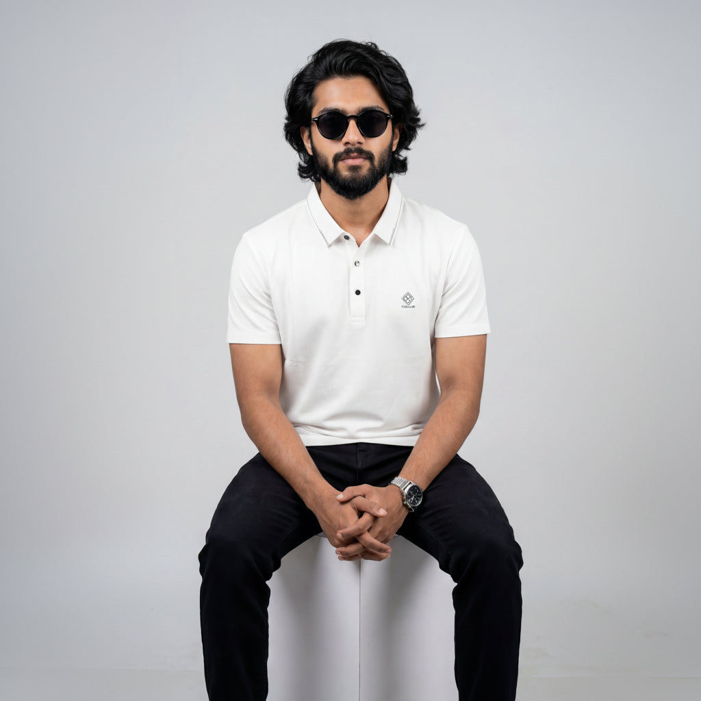 Imported Chinese Fabric Premium Polo-Off White
