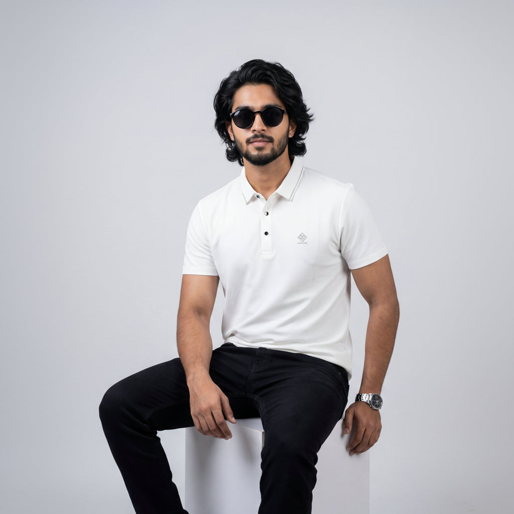 Imported Chinese Fabric Premium Polo-Off White