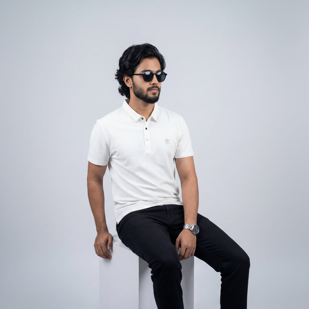 Imported Chinese Fabric Premium Polo-Off White