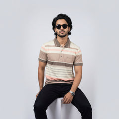 Men’s Premium Striped Polo T-Shirt -Earthy & Warm Tones