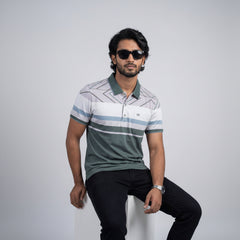 Men’s Premium Striped Polo T-Shirt -Blue & Grey