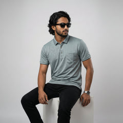 Men’s Premium Striped Polo T-Shirt -Dusty Green