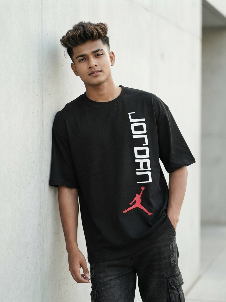  Premium Oversized Drop Shoulder Air Jordan Black