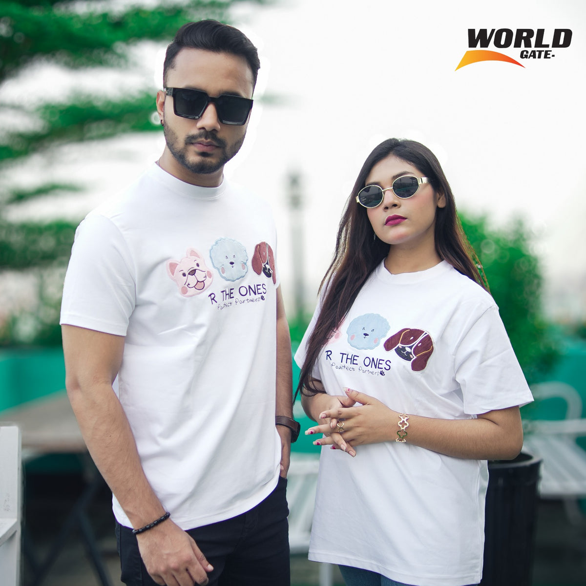 Fit-Size White Couple & Single T-Shirt